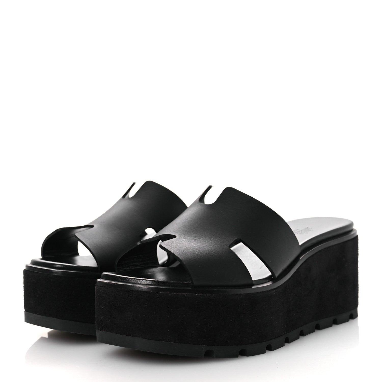 Hermes Calfskin Suede Goatskin Eze 30 Sandals 39 Black 4 of 10