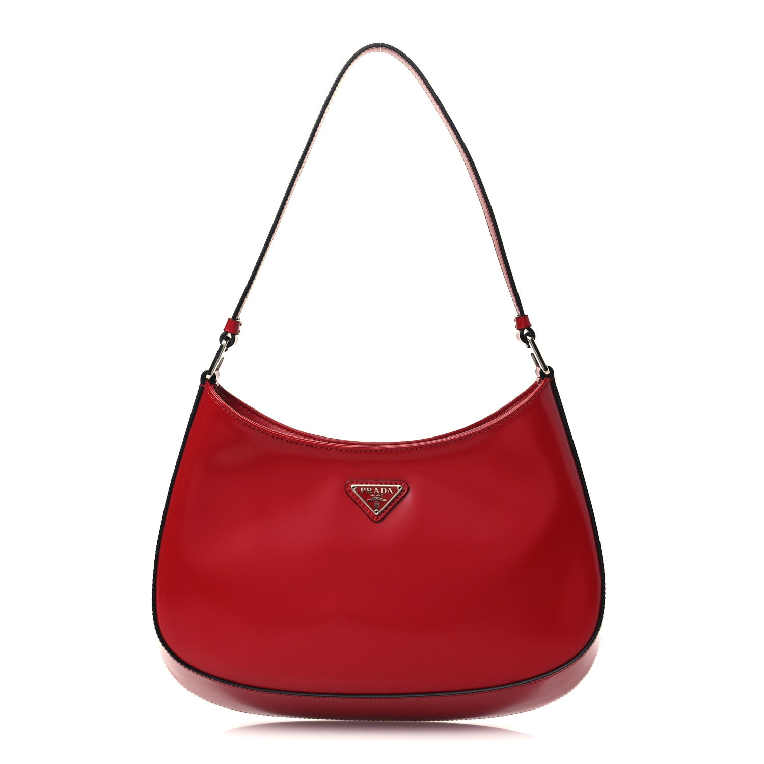 Prada Spazzolato Cleo Shoulder Bag Scarlatto Black 1 of 5