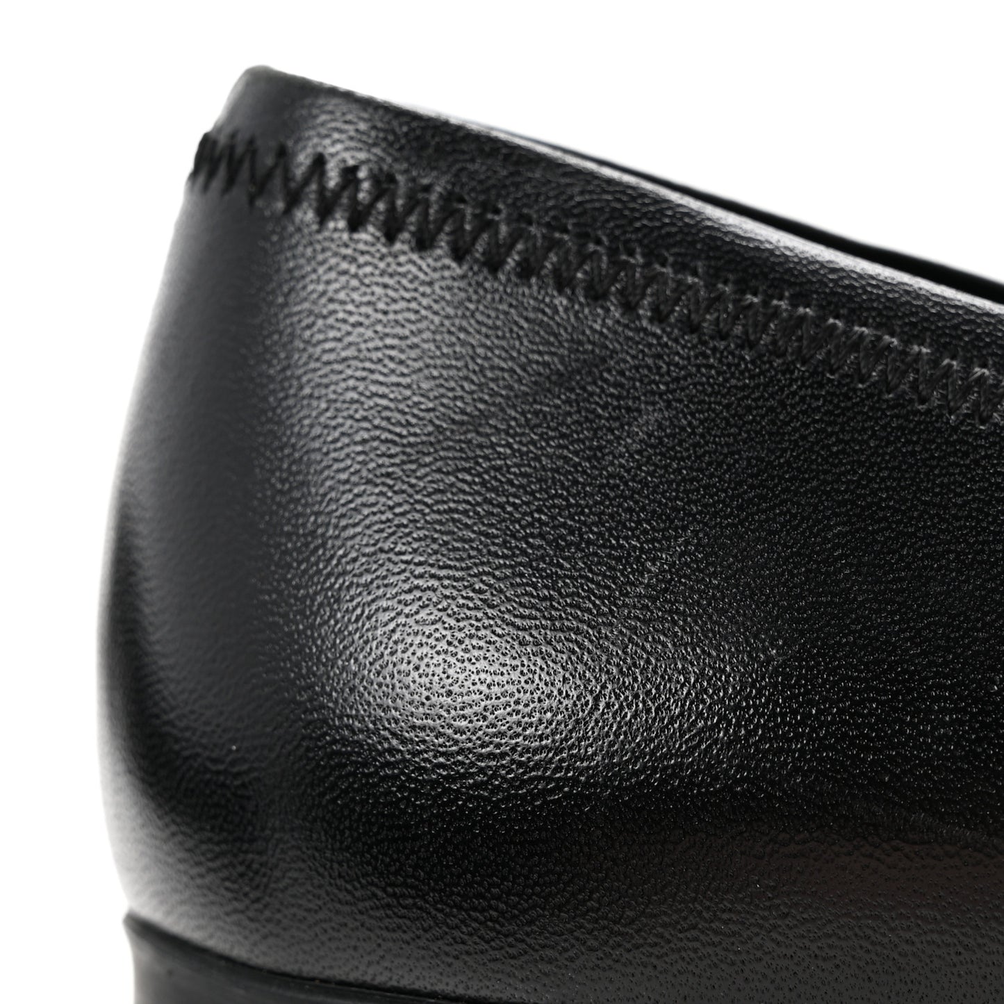 Nappa Metallic Square Toe Ballerina Flats 35.5 Black