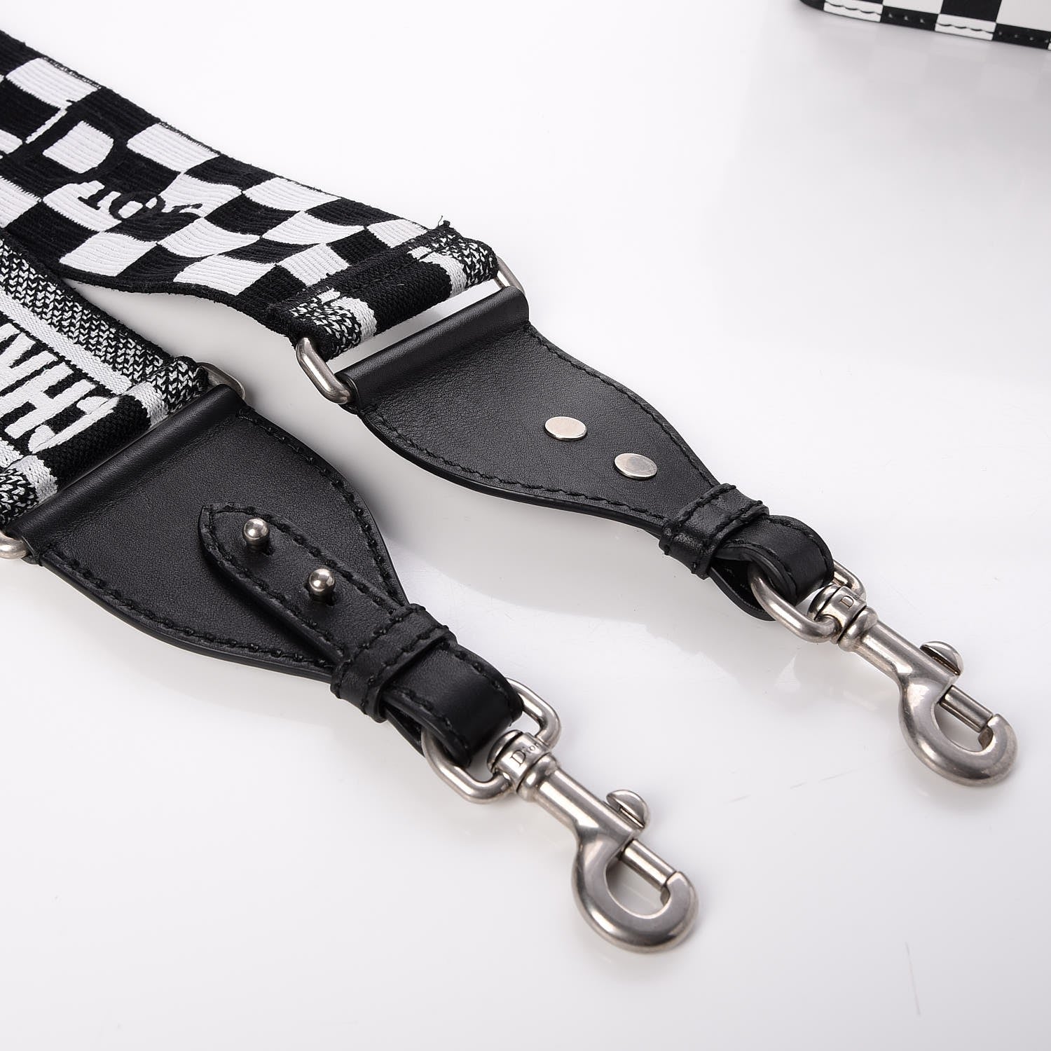 Christian Dior Smooth Calfskin Checkered Dio(r)evolution Flap Bag Black White 9 of 11