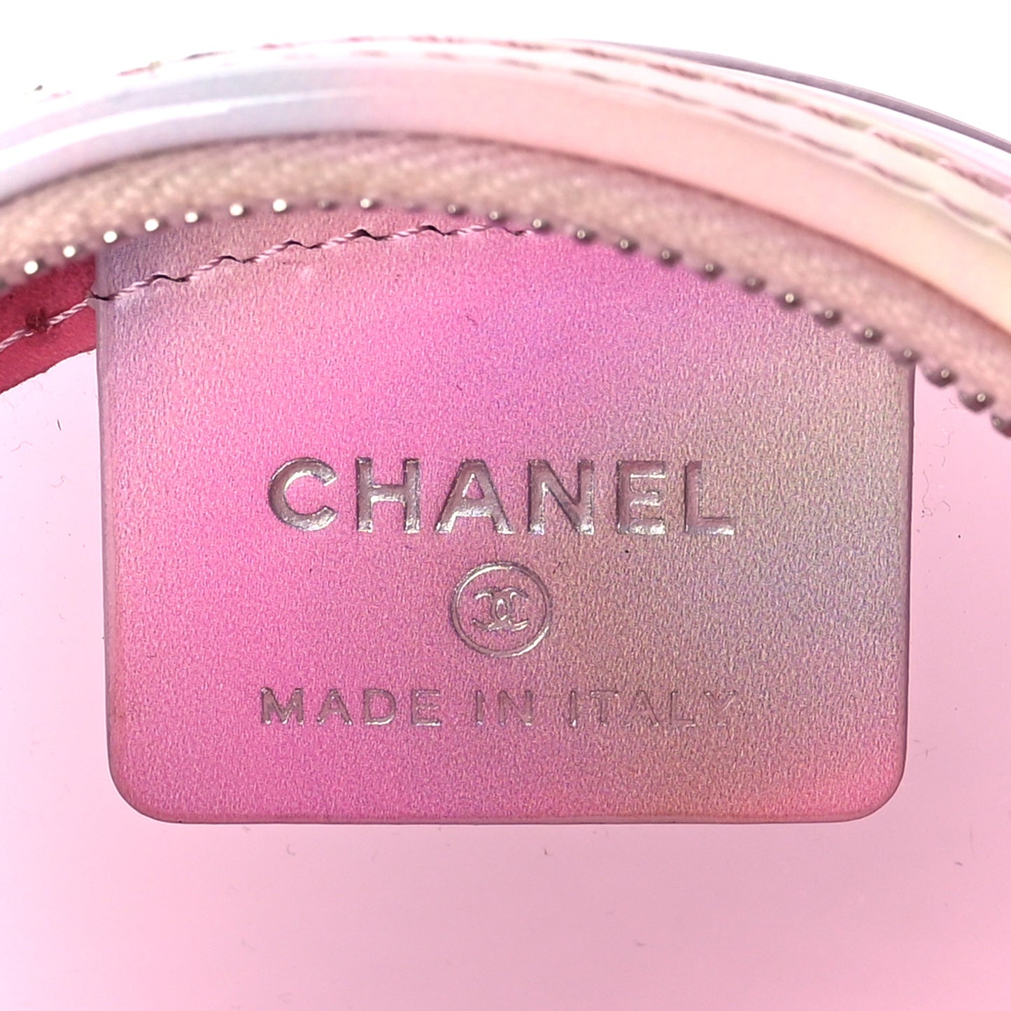 PVC Lambskin Filigree Round Clutch With Chain Pink