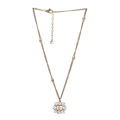 Gucci Crystal Embellished Double G Necklace Aged Gold 3 of 5