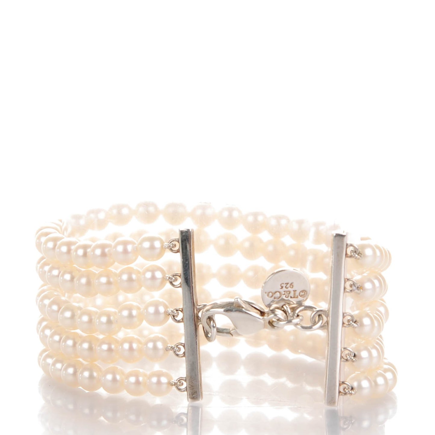 Sterling Silver Pearl 4.5mm Ziegfeld 5 Strand Bracelet