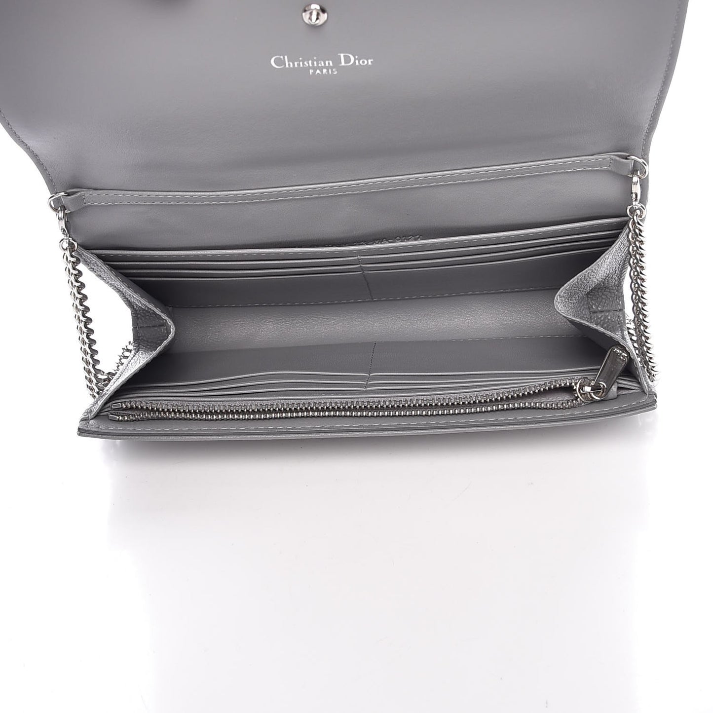 Grained Calfskin Diorama Croisiere Chain Wallet Gris