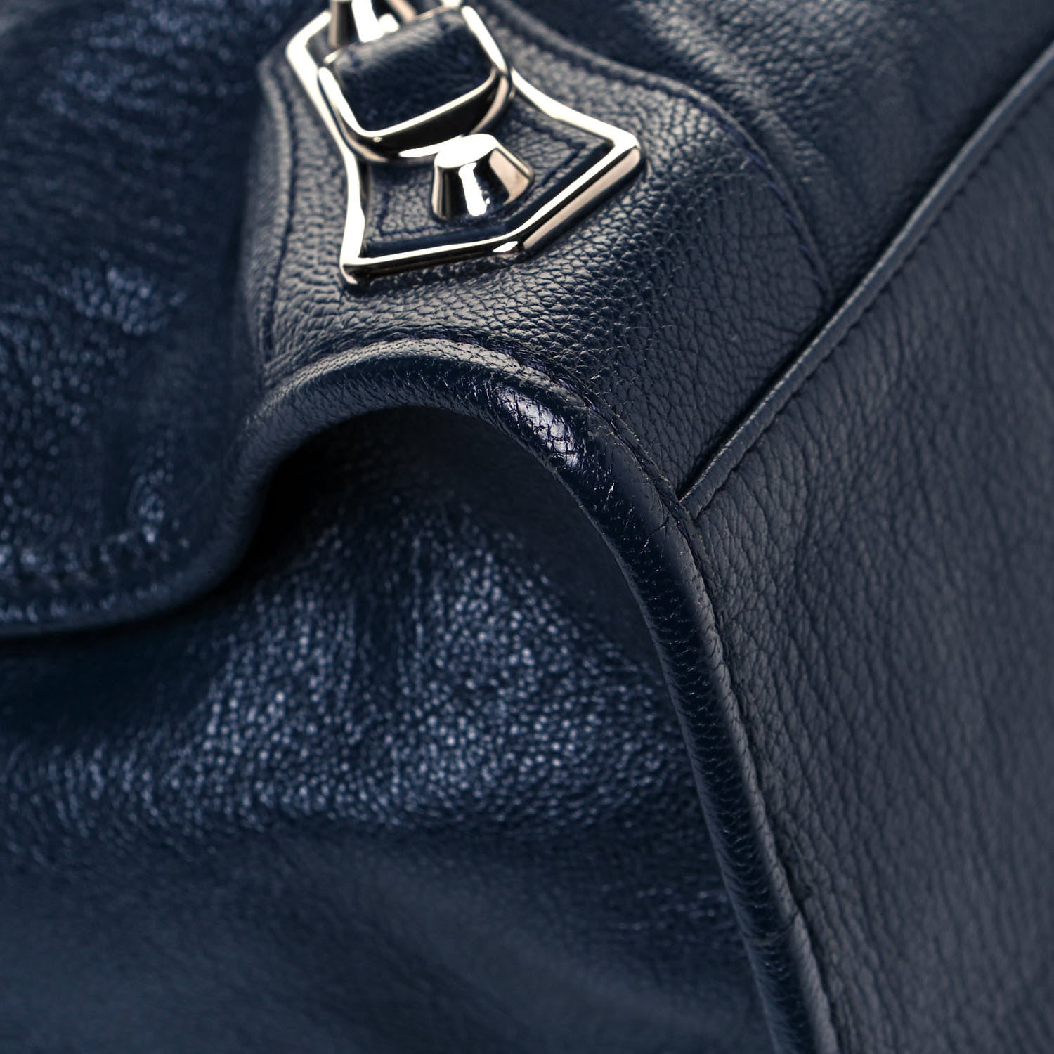 Balenciaga Chevre Silver Metallic Edge Hardware City Bleu Nuit Dark Sea 9 of 12