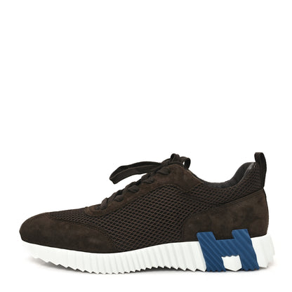 Hermes Graphic Mesh Suede Goatskin Mens Bouncing Sneakers 42 Ecorce 1 of 9
