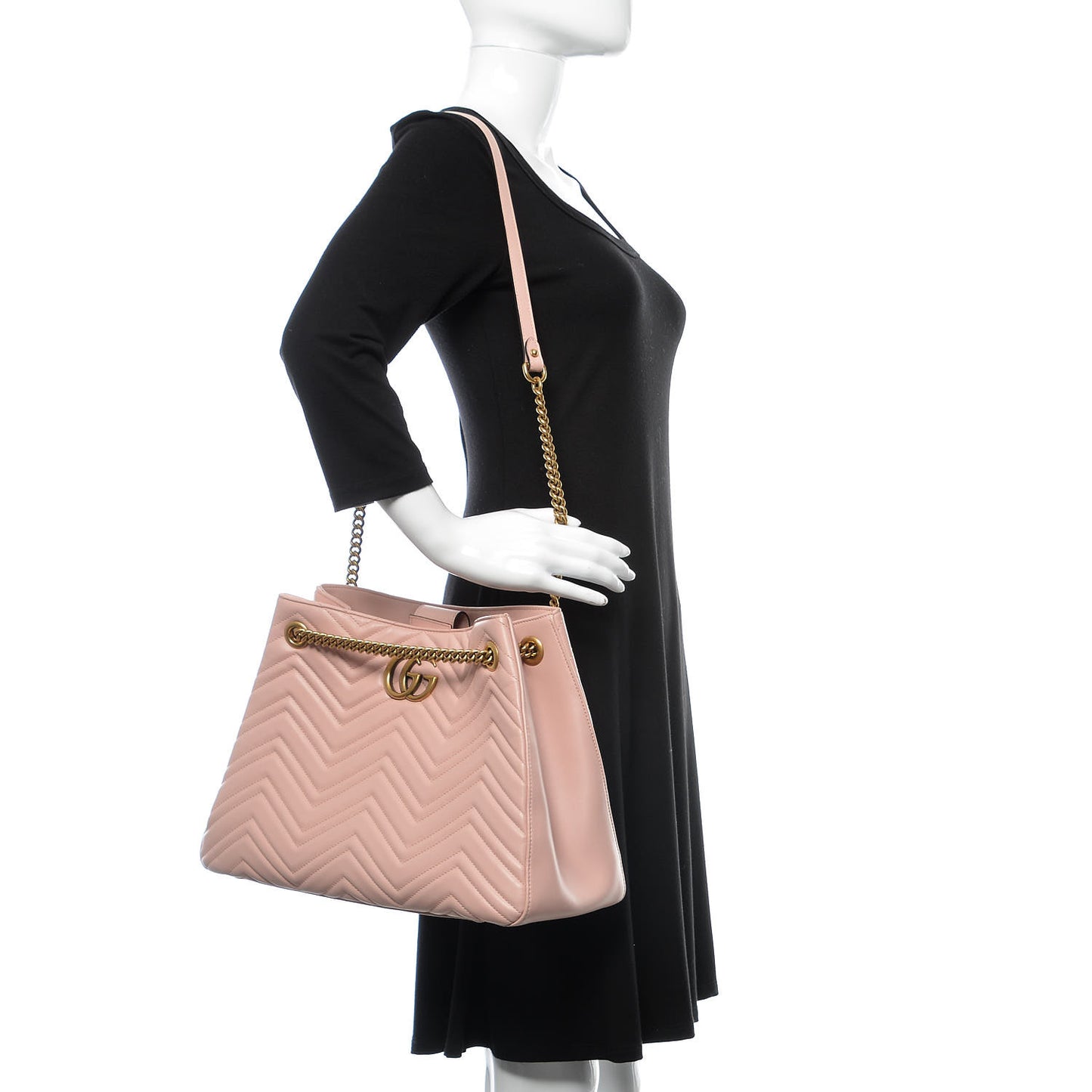 Calfskin Matelasse Medium GG Marmont Shoulder Tote Bag Perfect Pink