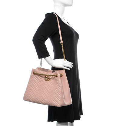Gucci Calfskin Matelasse Medium GG Marmont Shoulder Tote Bag Perfect Pink 2 of 10