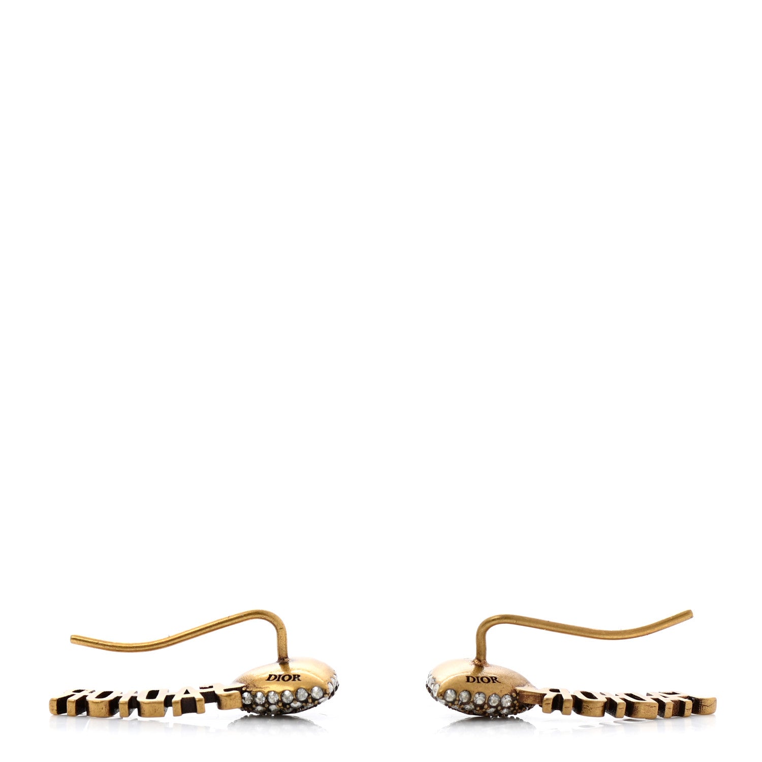 Christian Dior Metal Crystal J'Adior Heart Earrings Aged Gold 3 of 4