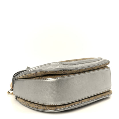 Gucci Monogram Metallic Calfskin Medium New Bamboo Top Handle Bag Silver Beige 4 of 11