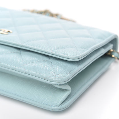 Chanel Caviar Quilted Wallet On Chain WOC Light Blue 10 of 10