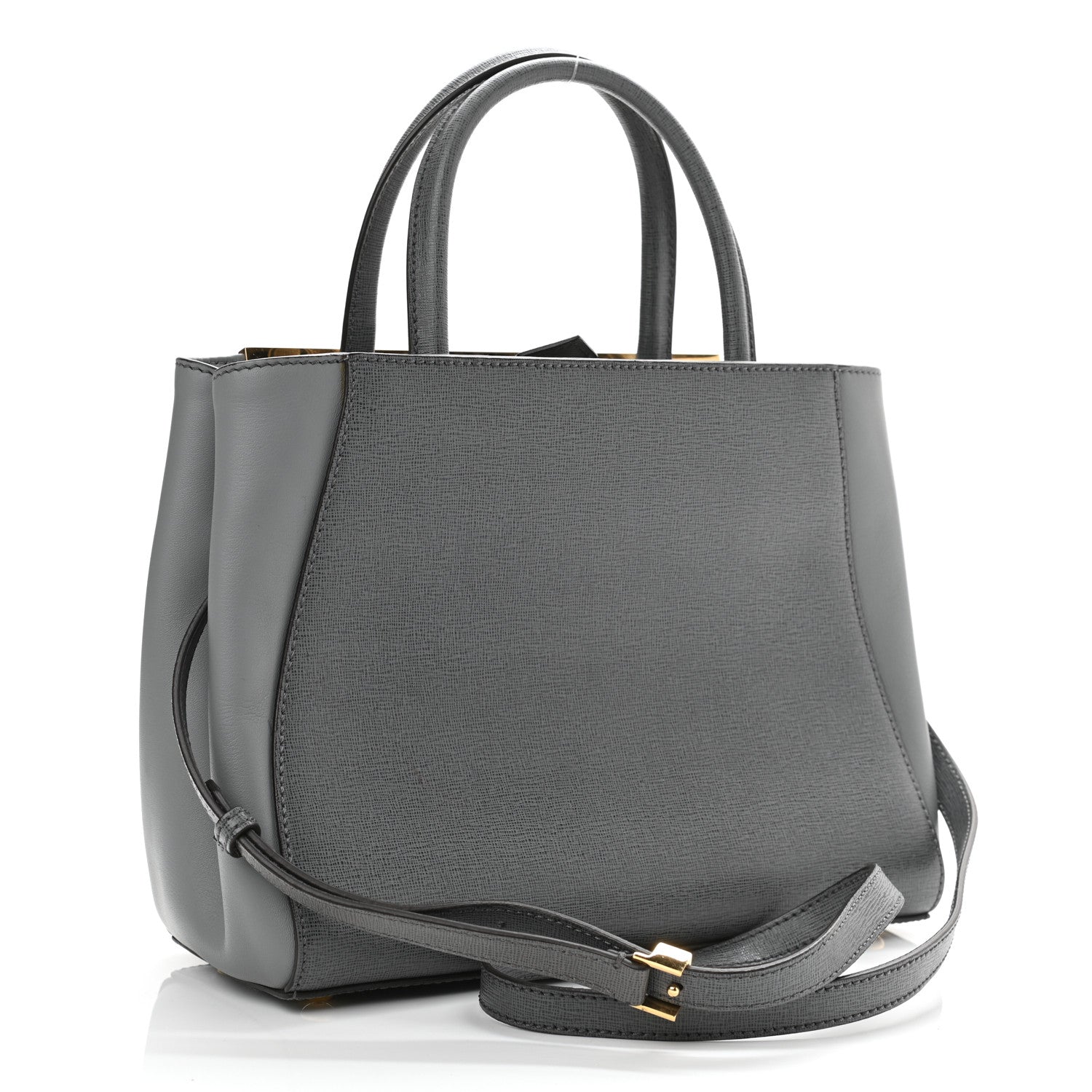 Fendi Vitello Elite Petite 2Jours Tote Grigio Grigio Chiaro 3 of 10