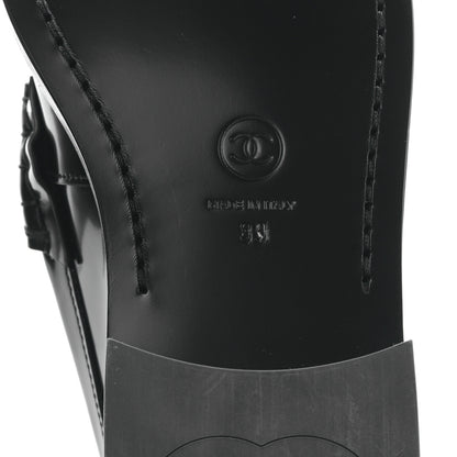 Chanel Shiny Calfskin Logo Loafers 39 Black 7 of 9
