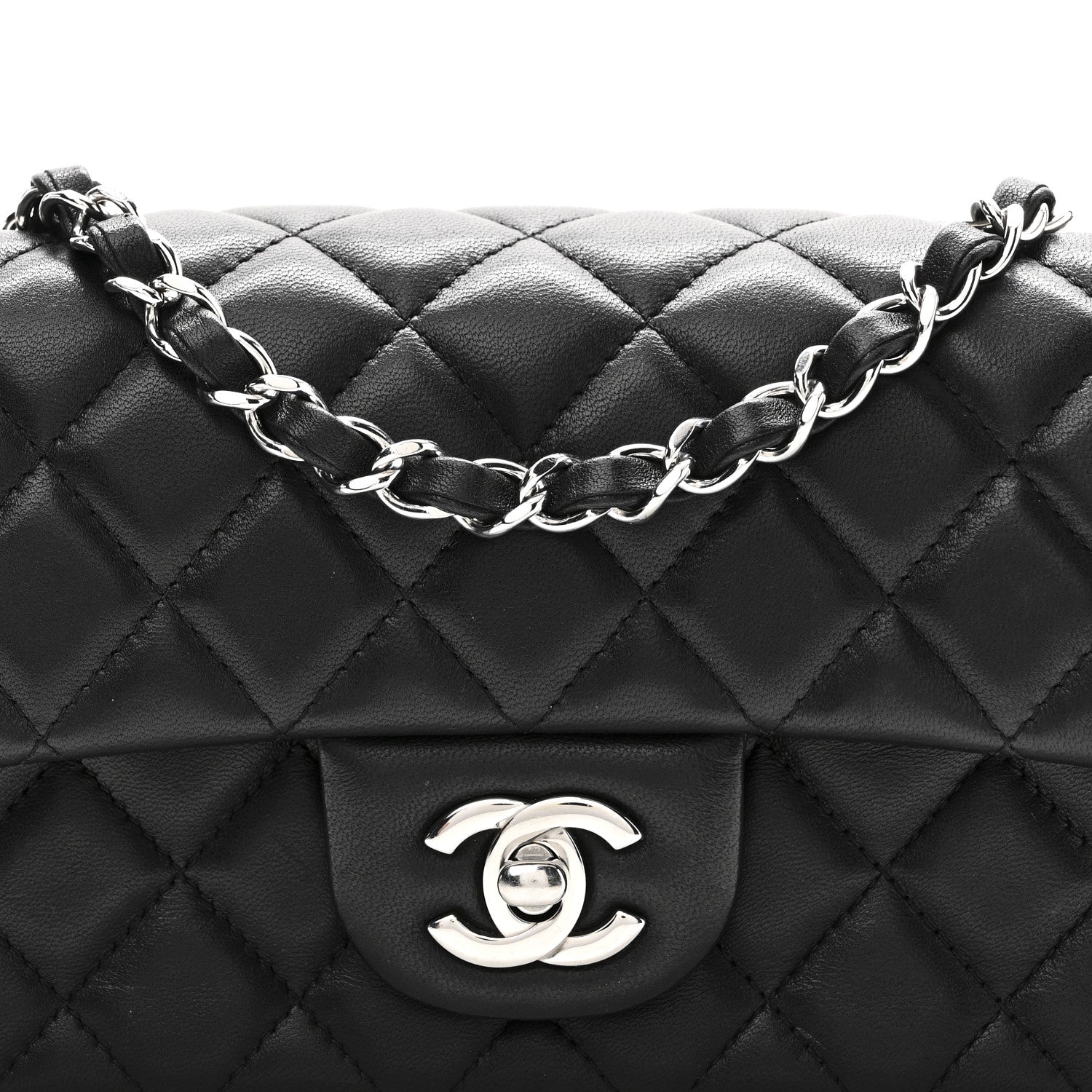 Chanel Lambskin Quilted Mini Rectangular Flap Black 8 of 11