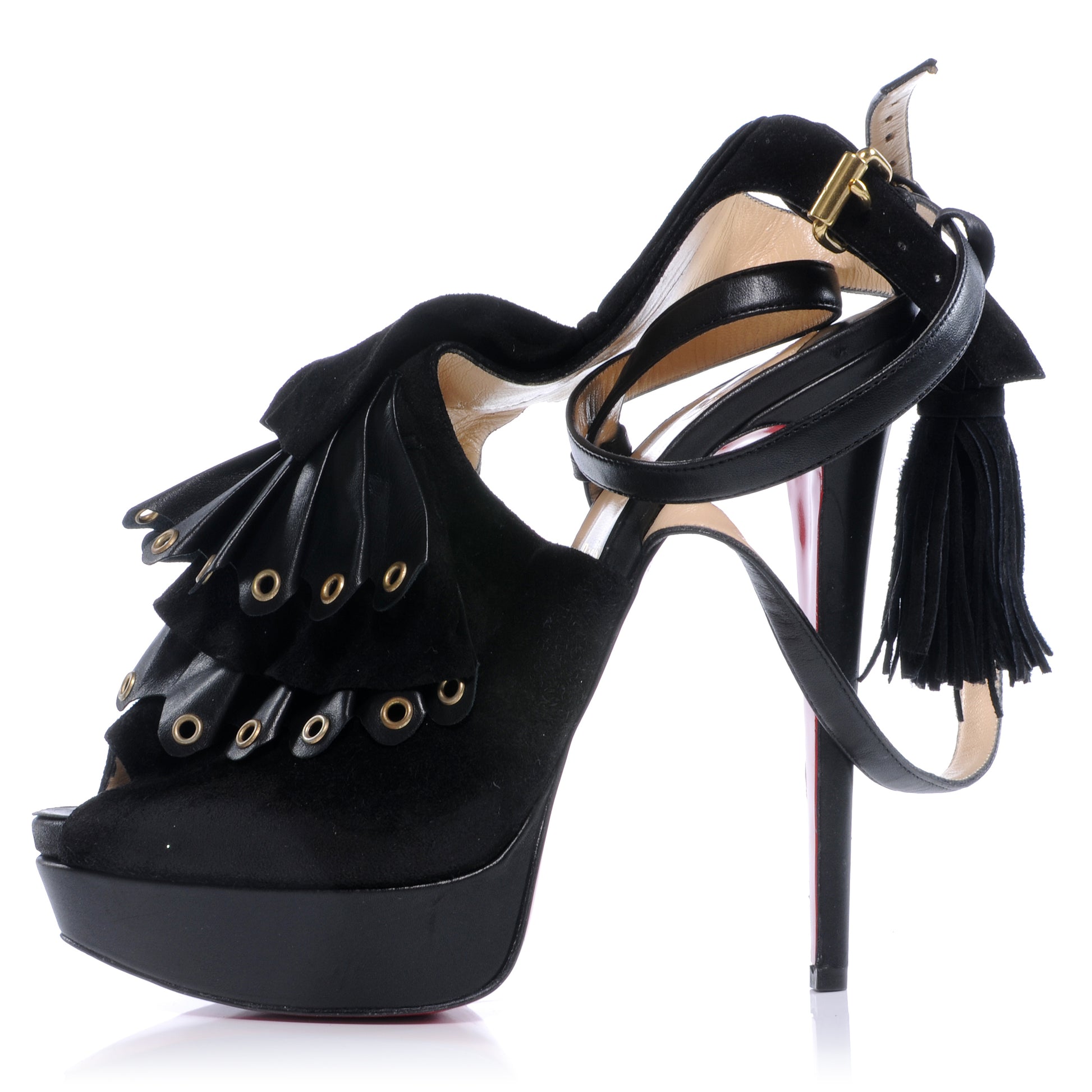 Christian Louboutin Suede Grommet Misfit 150 Heels 40 1 of 6