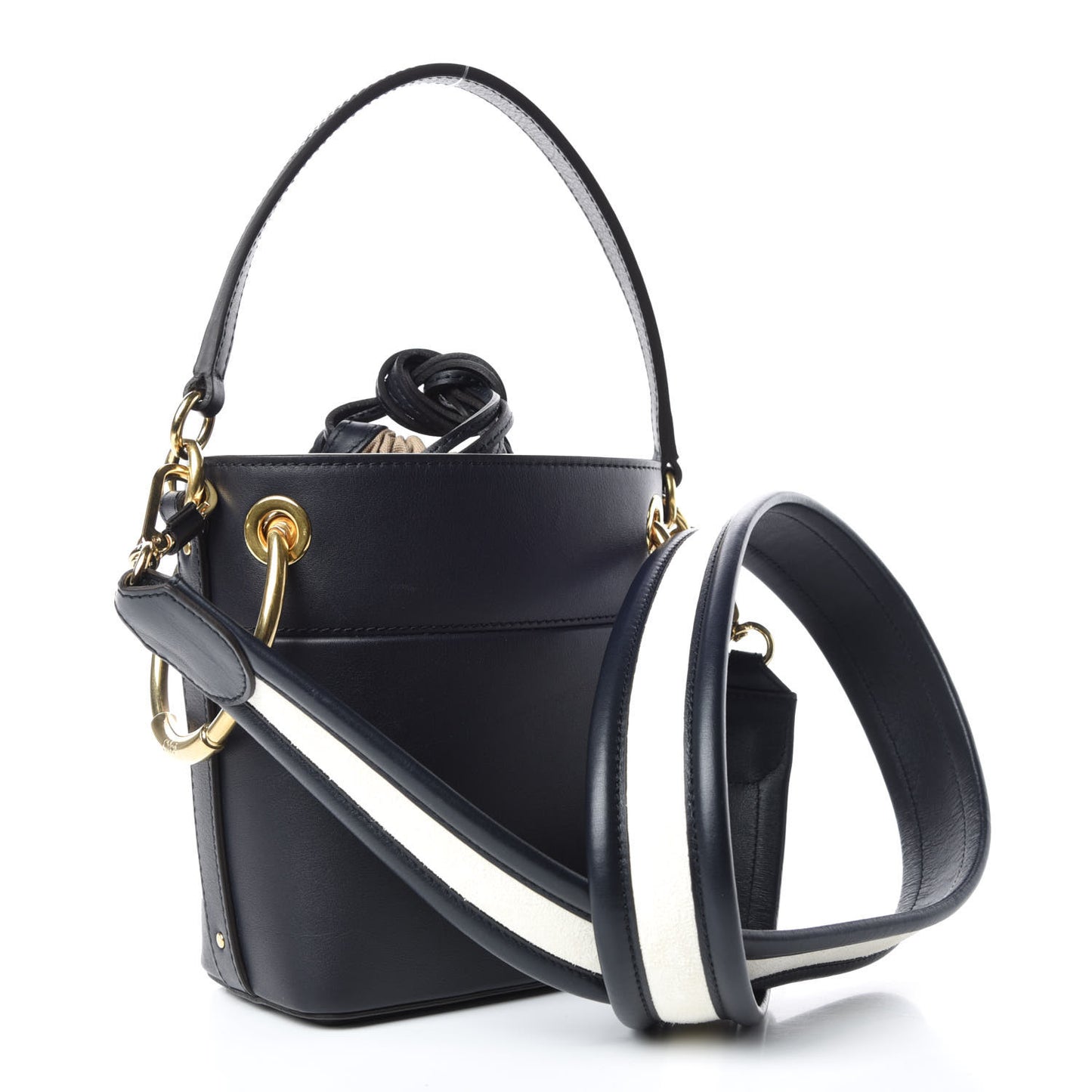 Smooth Calfskin Logo Mini Roy Bucket Bag Full Blue