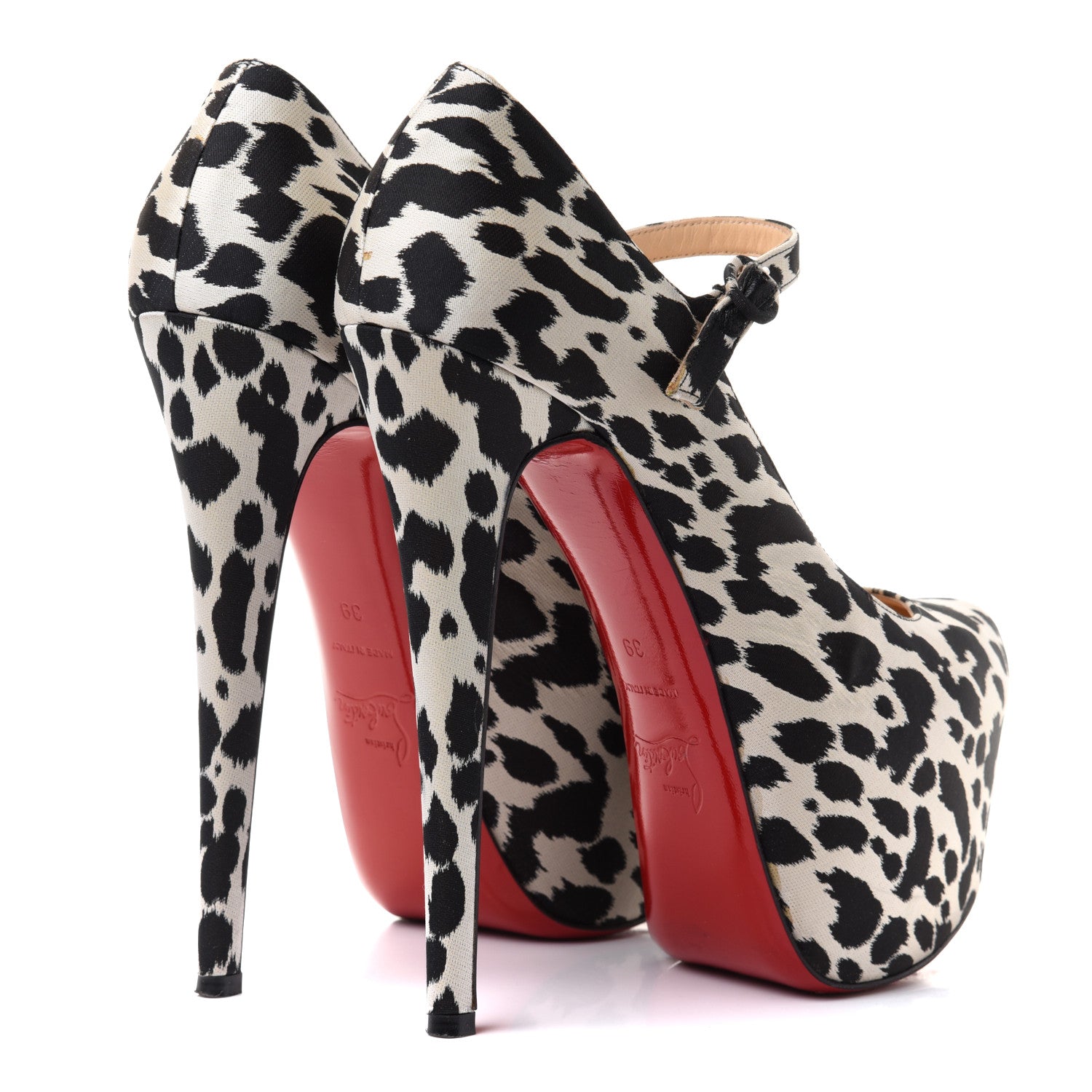 Christian Louboutin Tissu Leopardino Lady Daf 160 Pumps 39 Black White 4 of 13