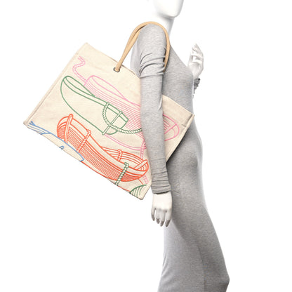 Hermes H Canvas Embroidered Thalassa Beach Bag Multicolor 3 of 9