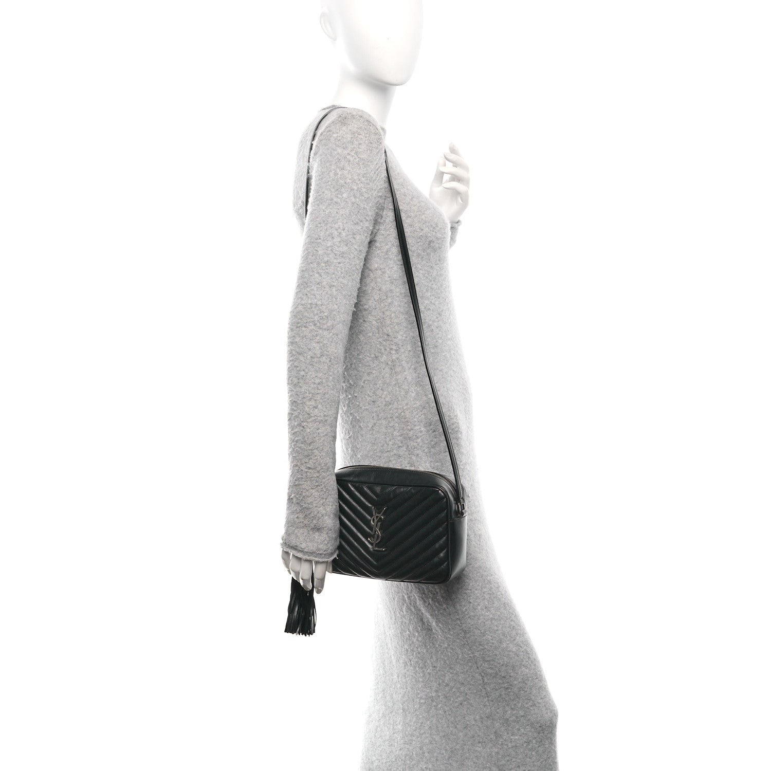 Saint Laurent Calfskin Matelasse Monogram Lou Camera Bag Black 2 of 11