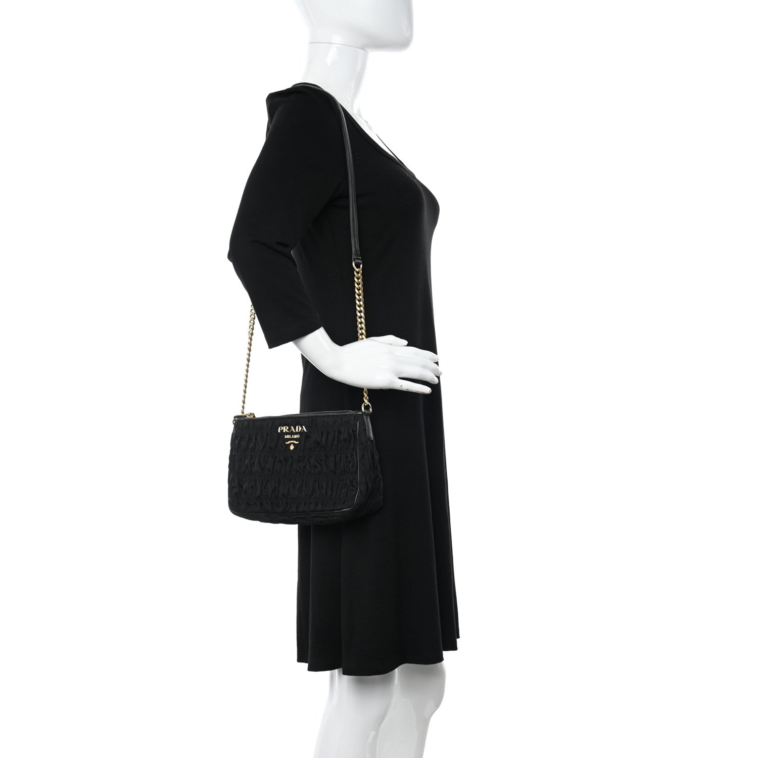 Prada Tessuto Nylon Gaufre Crossbody Bag Black 2 of 10