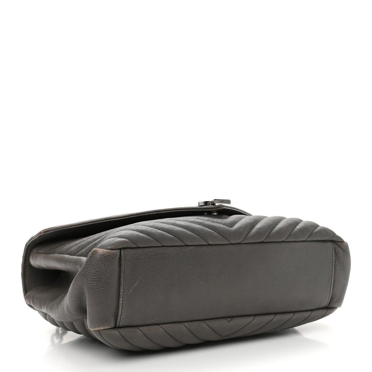 Sheepskin Matelasse Chevron Monogram Large College Satchel Dark Anthracite