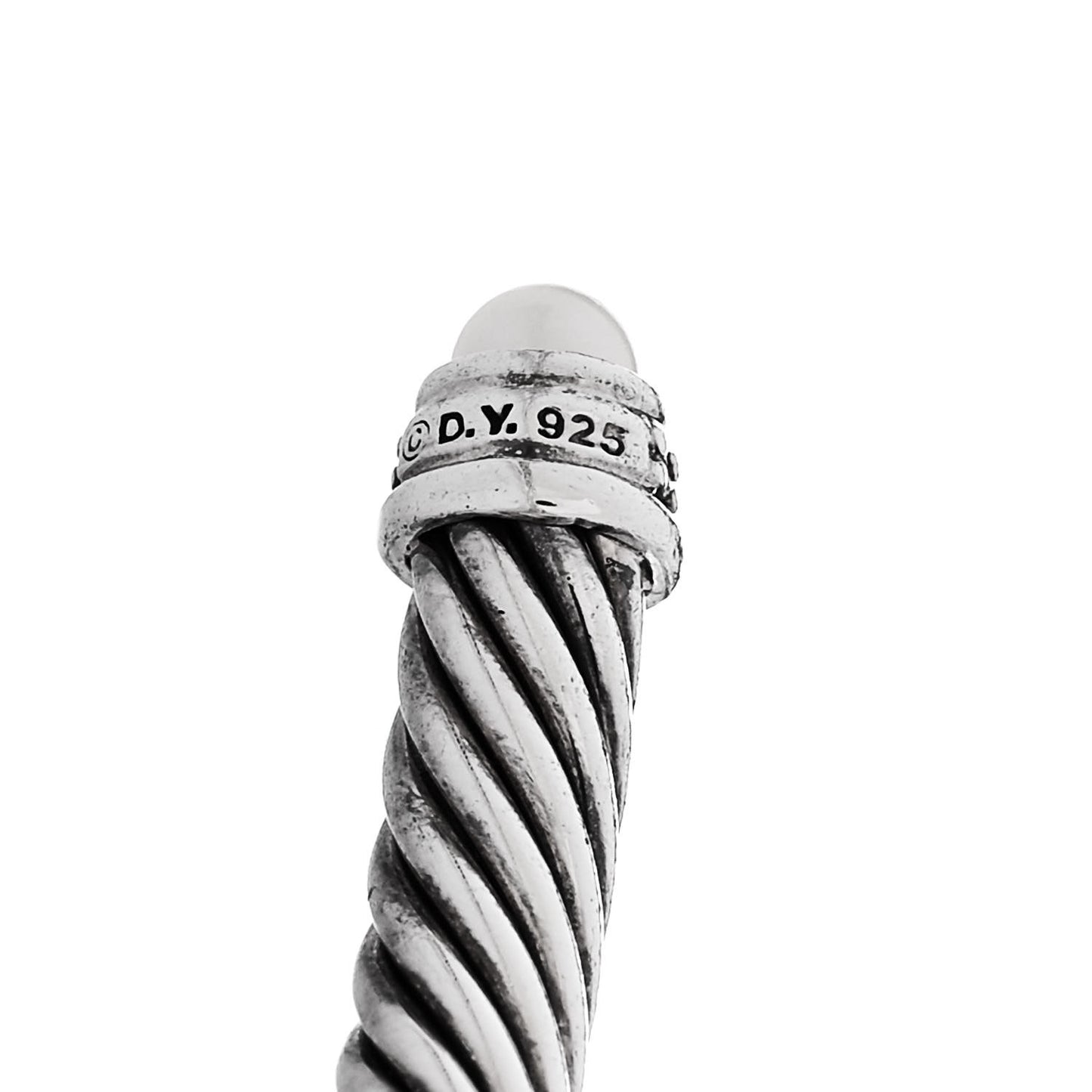 Sterling Silver Diamond Pearl 5mm Cable Classics Bracelet