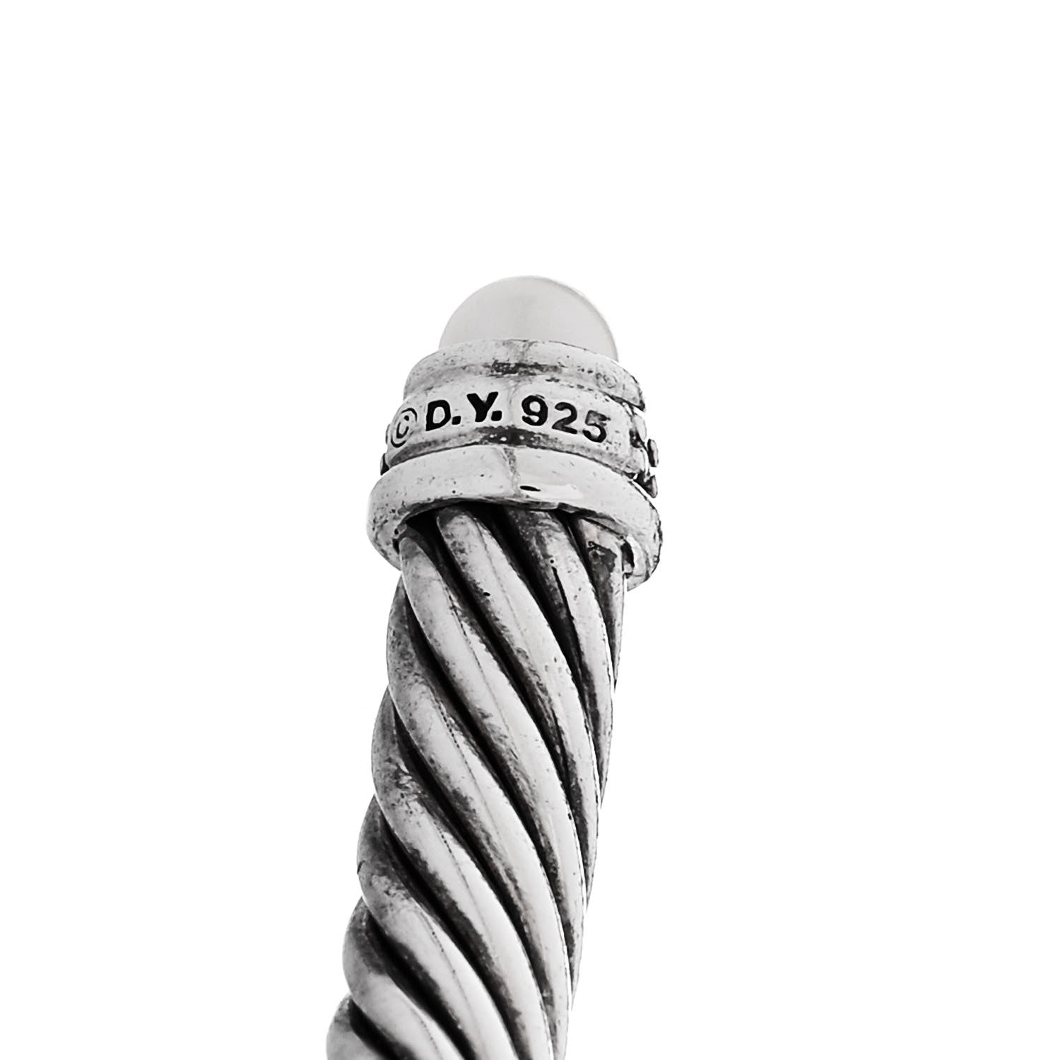 David Yurman Sterling Silver Diamond Pearl 5mm Cable Classics Bracelet 3 of 3