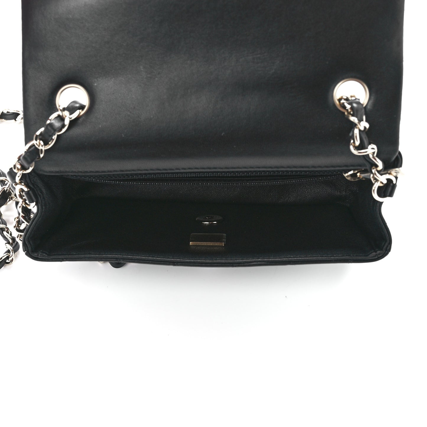 Lambskin Quilted Mini Rectangular Flap Black