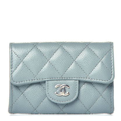 Chanel Caviar Quilted Flap Card Holder Wallet Blue 1 of 7