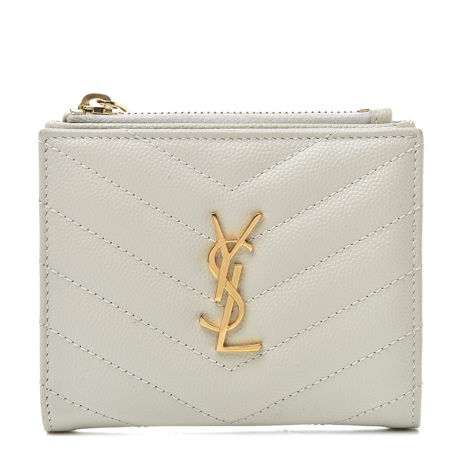 Grain De Poudre Matelasse Chevron Monogram Zipped Card Case Crema Soft
