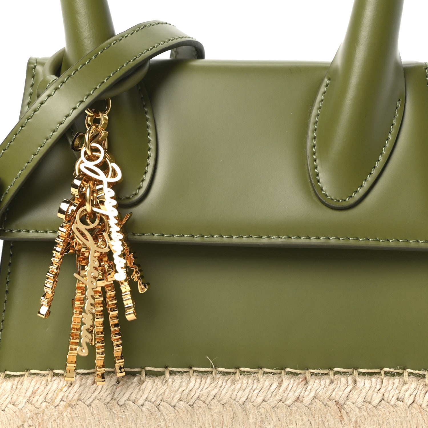 Jacquemus Smooth Calfskin Raffia Le Chiquito Moyen Corado Khaki 7 of 9