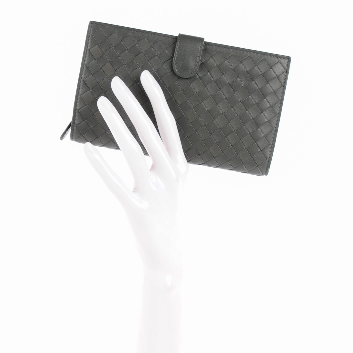 Nappa Intrecciato Continental Wallet Grey