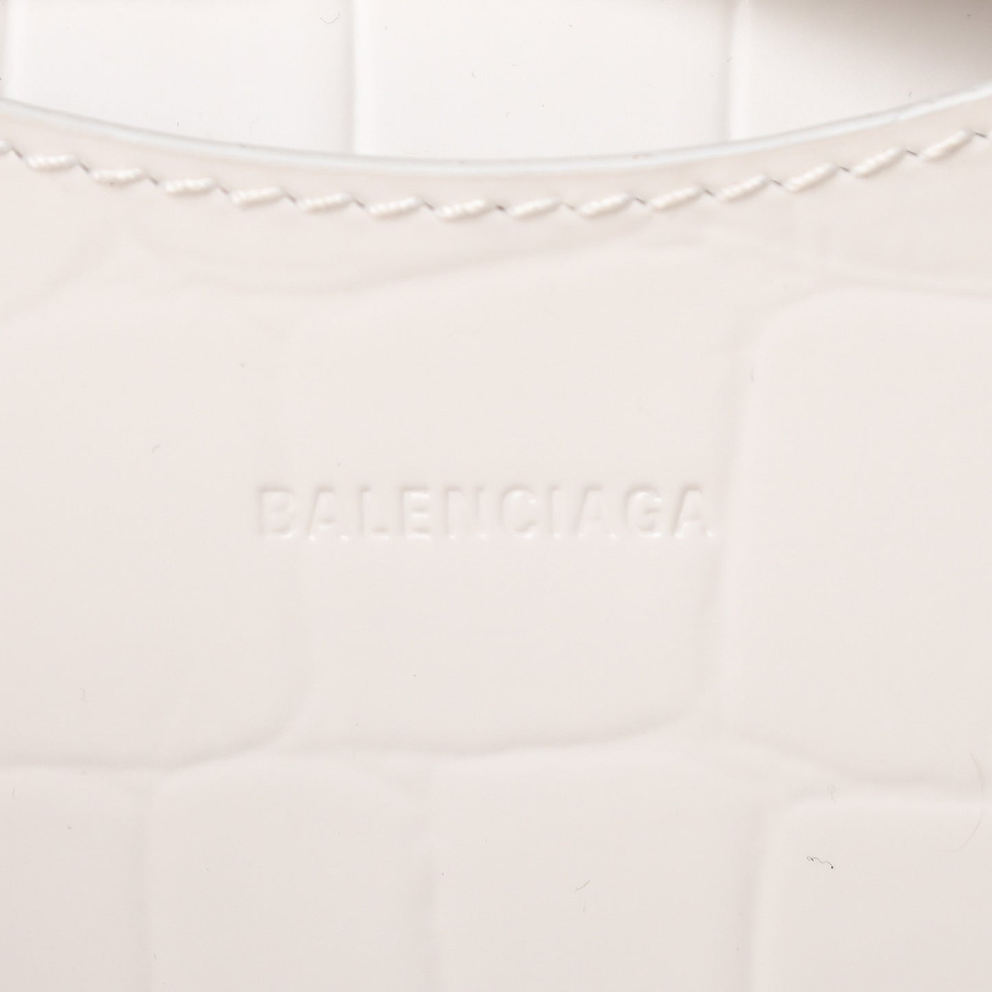 Semi Shiny Calfskin Crocodile Embossed Neo Classic Silver Hardware Mini City White