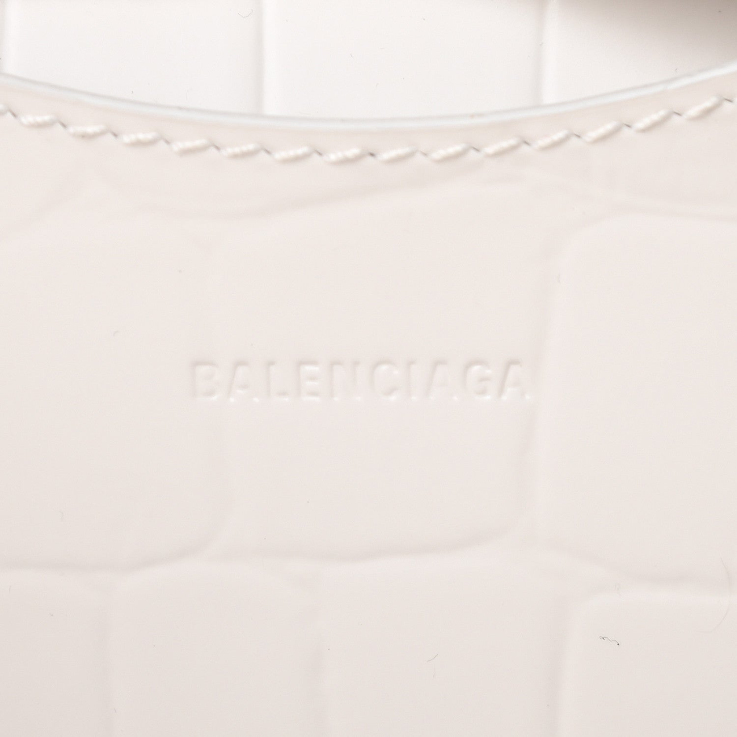Balenciaga Semi Shiny Calfskin Crocodile Embossed Neo Classic Silver Hardware Mini City White 6 of 8