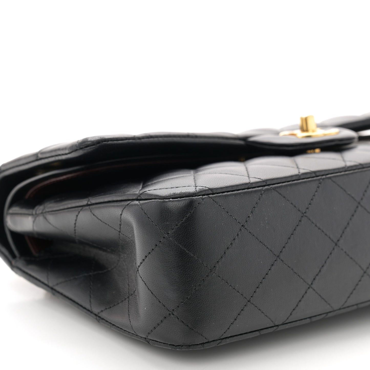 Lambskin Quilted Medium Double Flap Black
