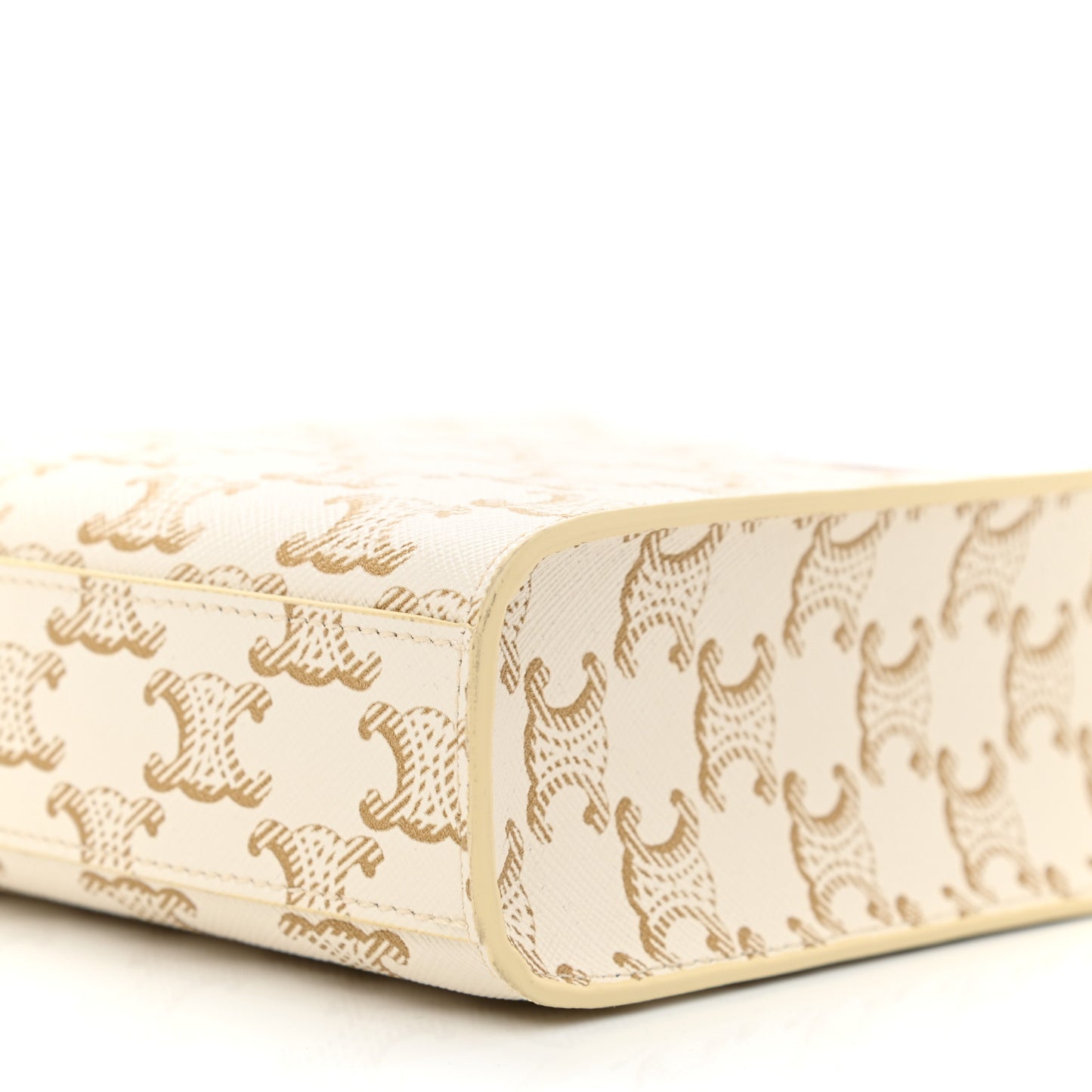 Triomphe Canvas Calfskin Mini Vertical Cabas White