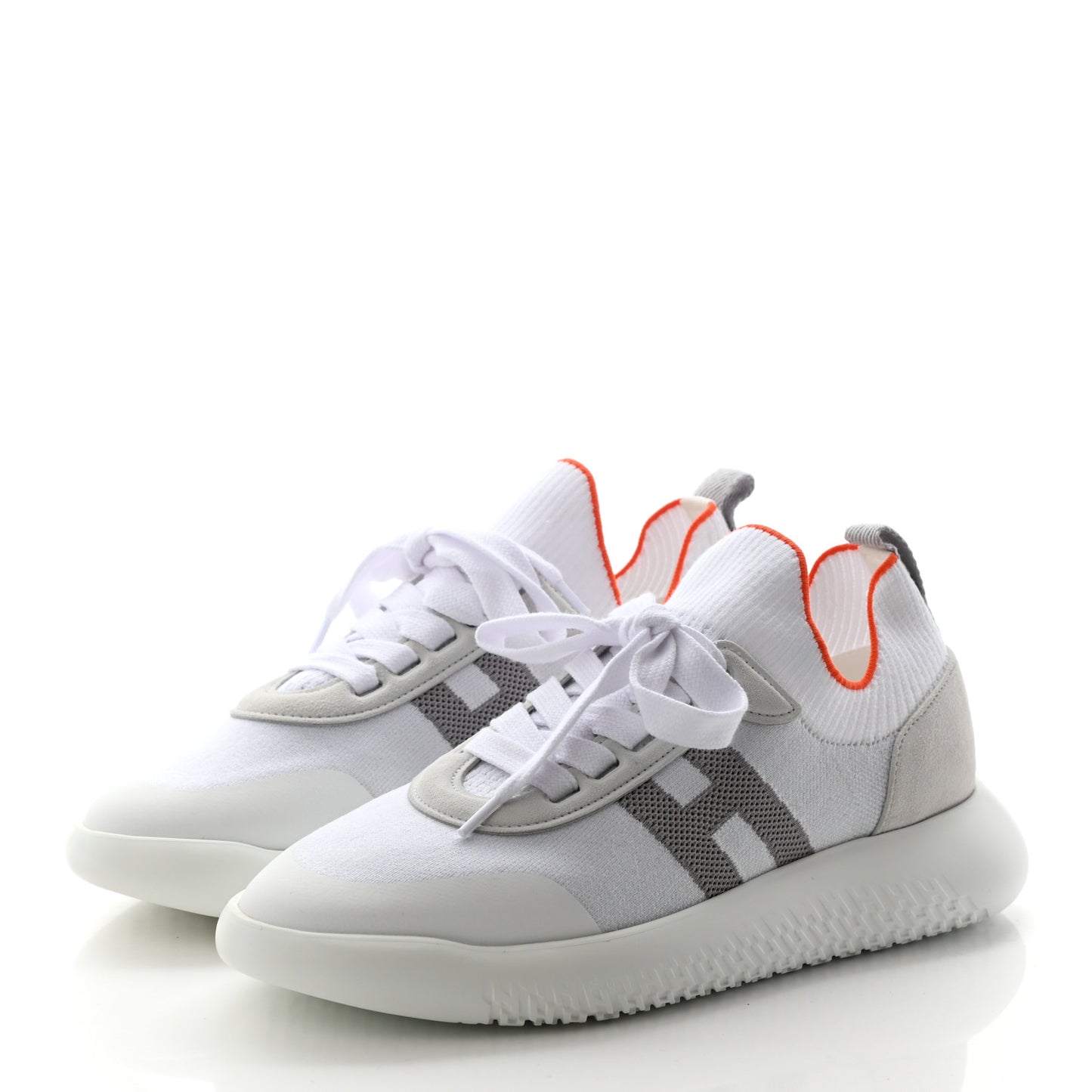 Knit Suede Goatskin Womens Crew Sneakers 37 White Gris