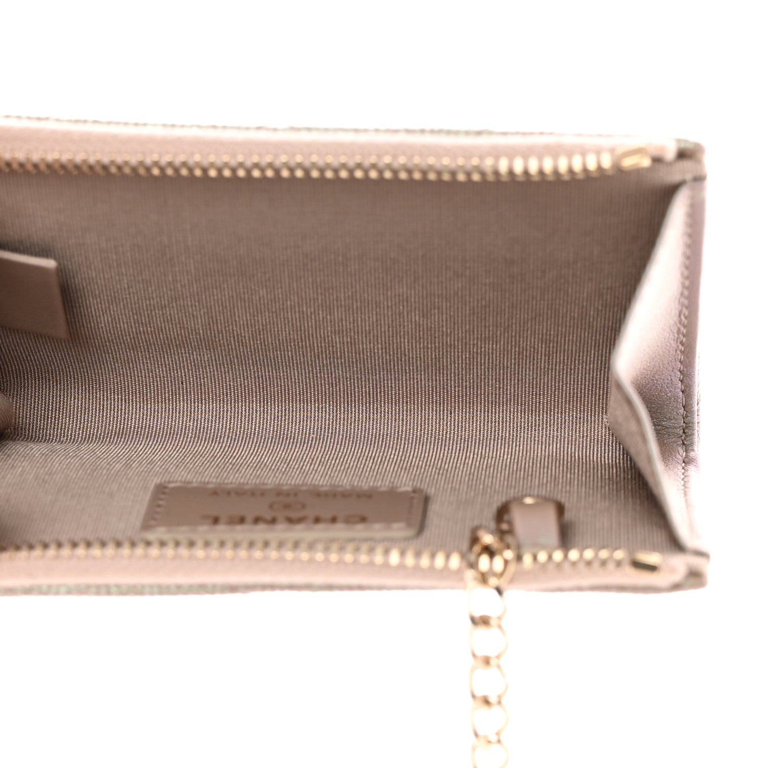 Chanel Iridescent Caviar Quilted Zipped Key Holder Case Beige 5 of 9