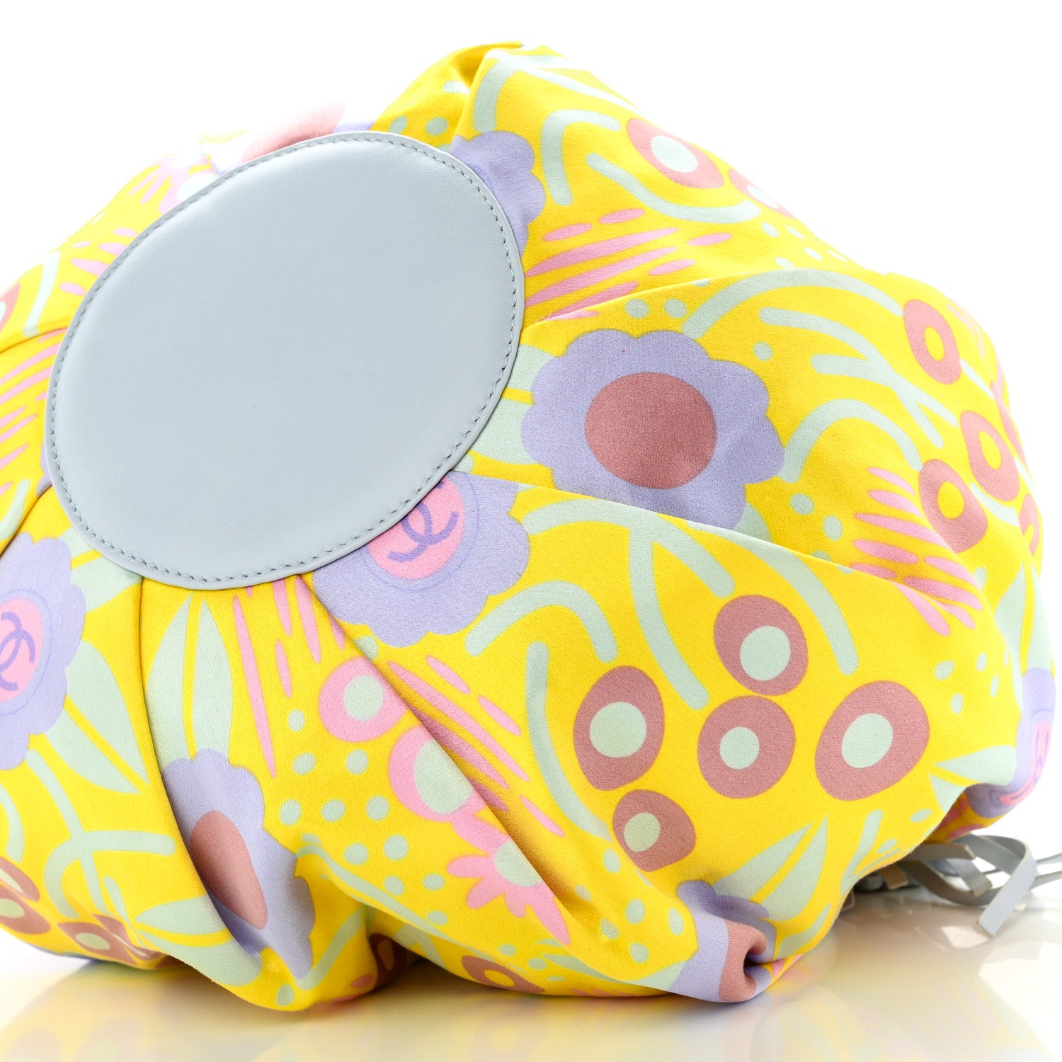 Chanel Satin Floral Printed Sac Cordon Yellow 10 of 11