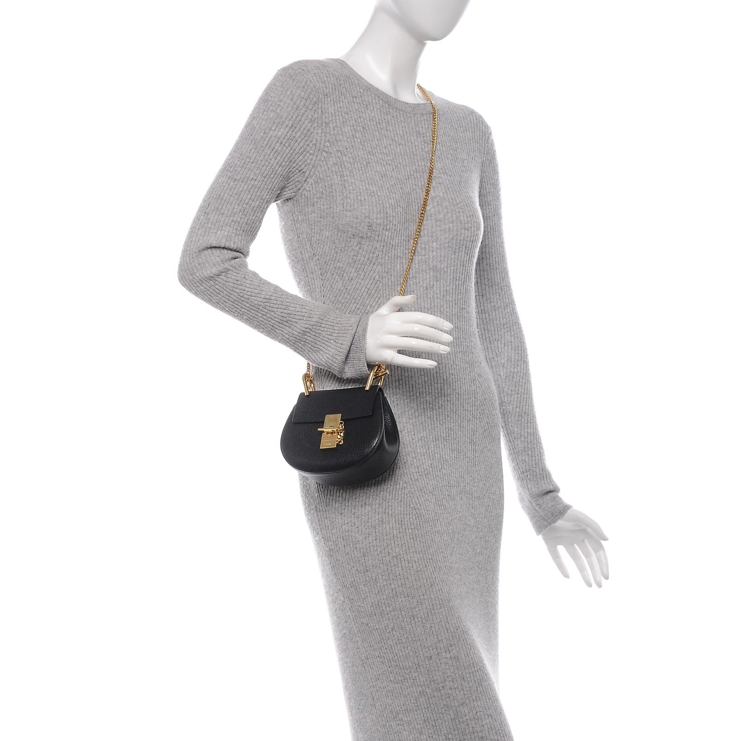 Chloe Grained Lambskin Nano Drew Shoulder Bag Black 2 of 8