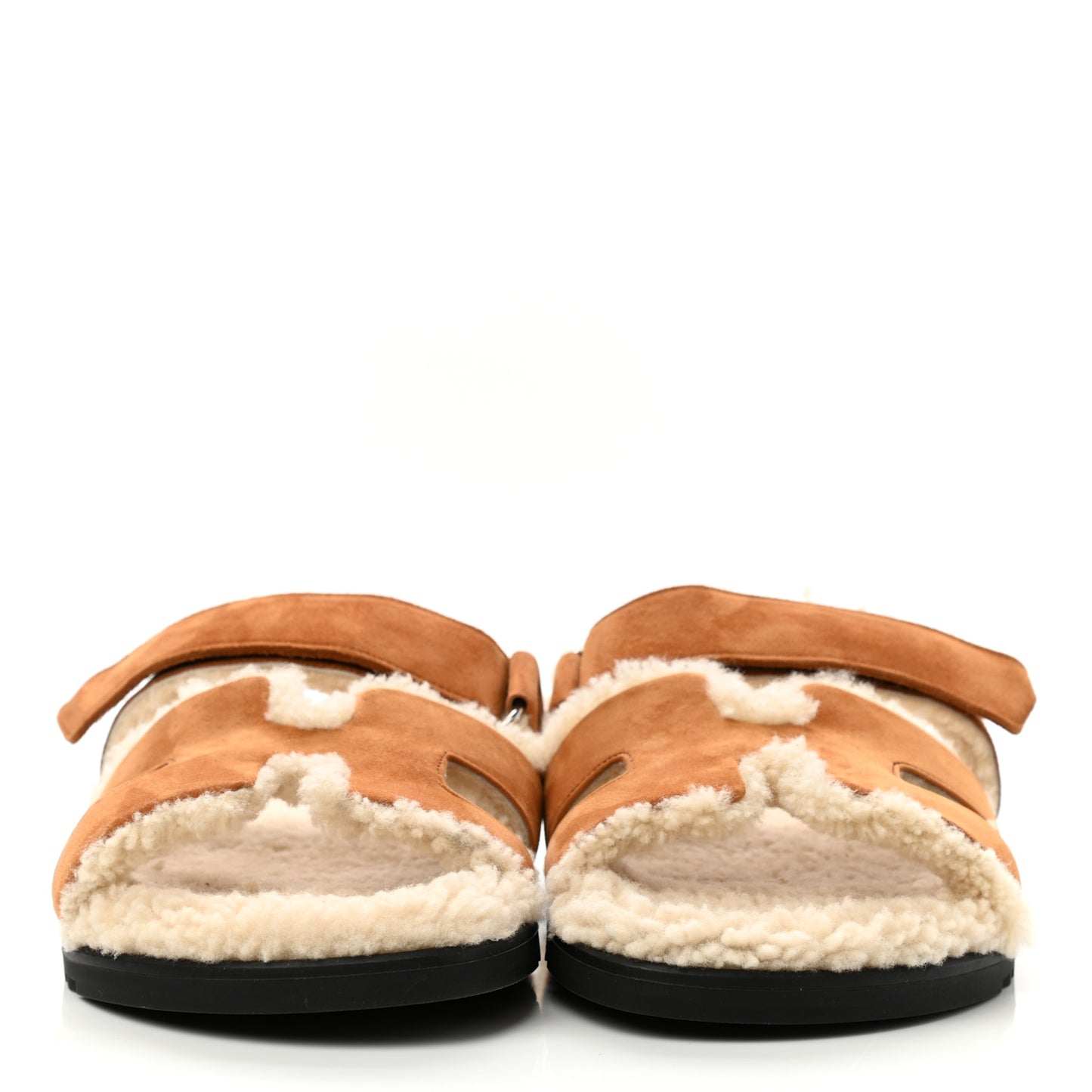 Suede Goatskin Woolskin Womens Chypre Sandals 39 Brun Fume Ecru