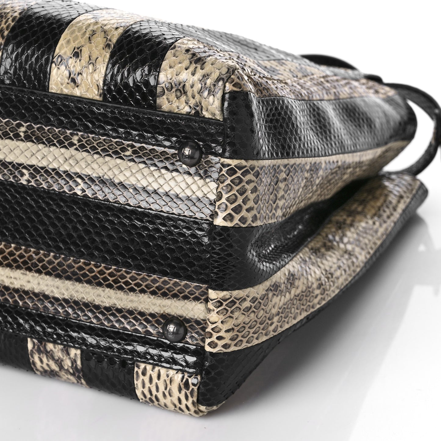 Snakeskin Striped Large Peekaboo Iconic Satchel Natural Black