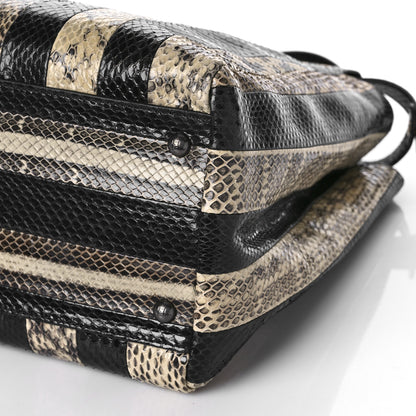 Fendi Snakeskin Striped Large Peekaboo Iconic Satchel Natural Black 9 of 9