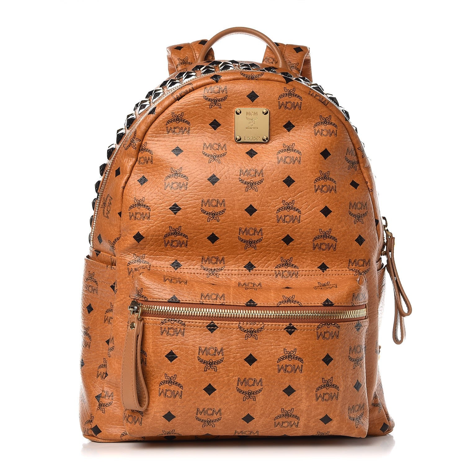 MCM Visetos Crown Stud Medium Stark Backpack Cognac 1 of 8