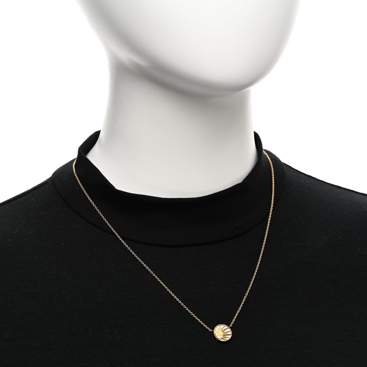 18K Yellow Gold Diamond Black Onyx Mother of Pearl Rose Celeste Pendant Necklace