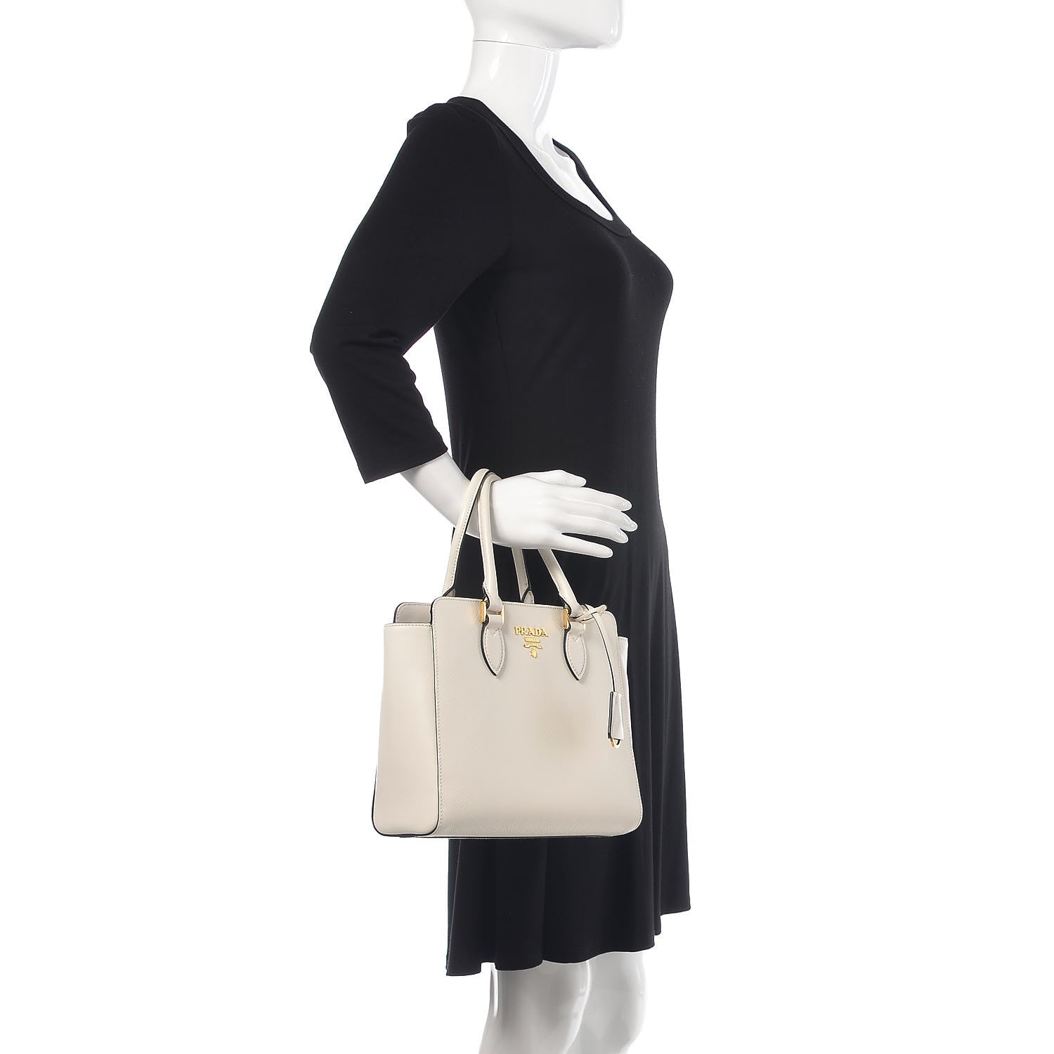 Prada Saffiano Soft Calfskin Small Zippered Tote White 2 of 10
