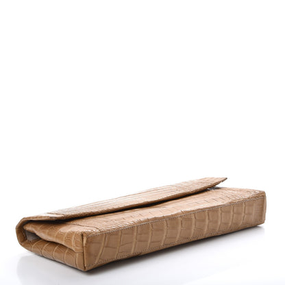 Nancy Gonzalez Crocodile Flap Clutch Beige 4 of 7