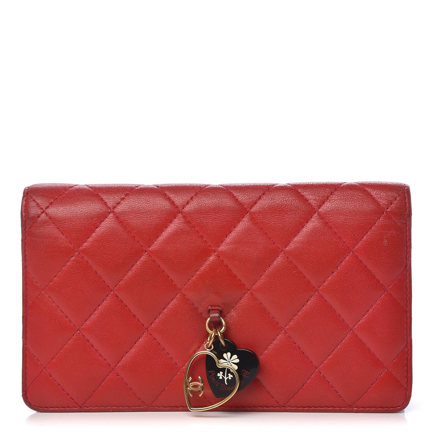 Lambskin Quilted Valentine Wallet Red