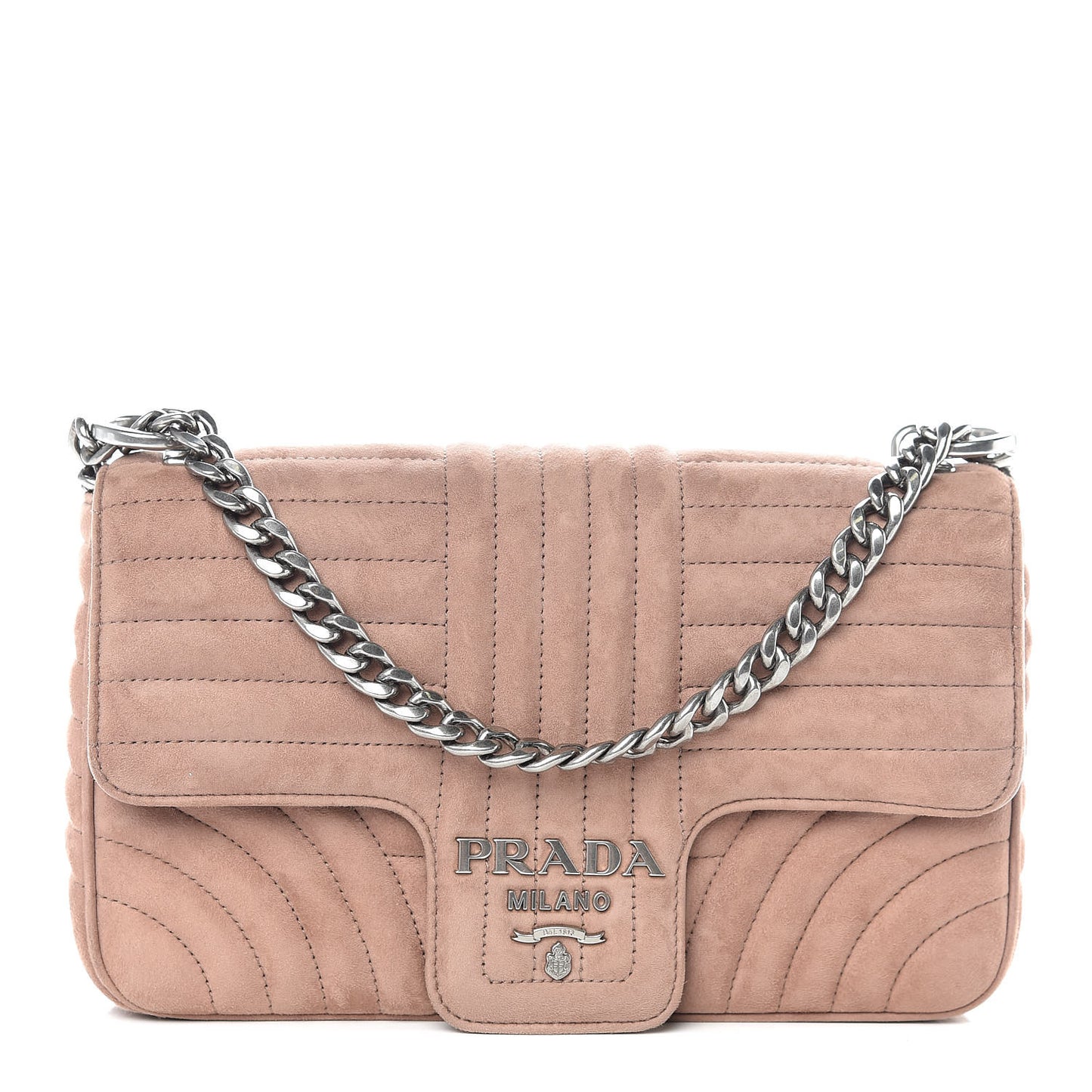 Camoscio Impunture Diagramme Medium Chain Flap Shoulder Bag Dark Rose