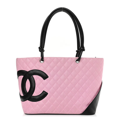 Chanel Calfskin Quilted Large Cambon Tote Pink Black 1 of 12